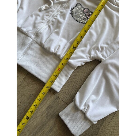 Rare Forever 21 X Hello Kitty Velour Bling Hoodie Sanrio Collection White Large - Picture 5 of 5